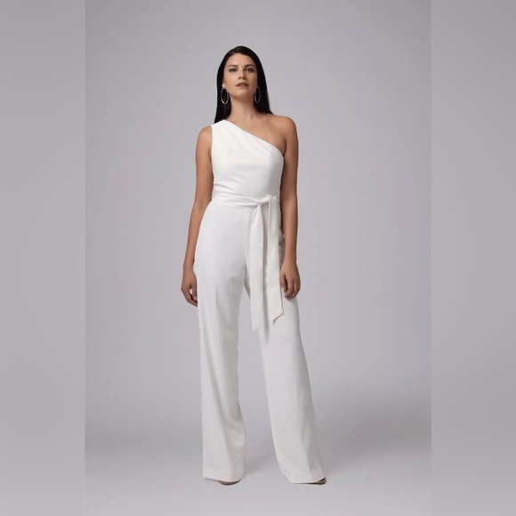 Jay Godfrey Nadine Jumpsuit in Black Size 6 NWT One Shoulder straight leg - Picture 12 of 13